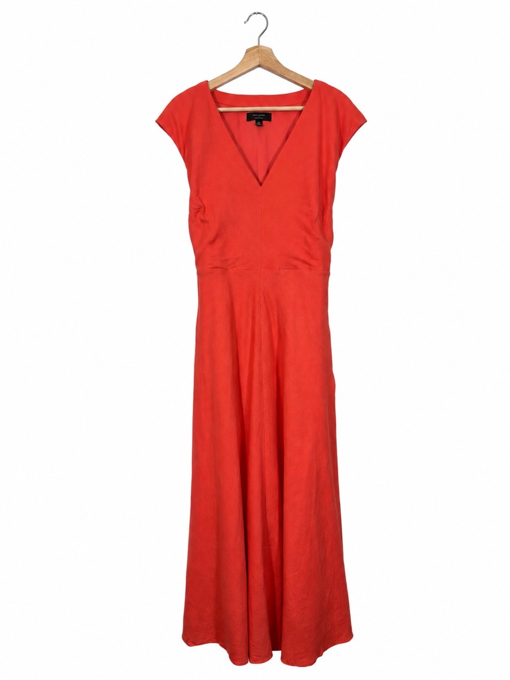 Banana Republic Linen Blend Maxi Dress Tie-Waist Size 12 Coral Casual Wedding